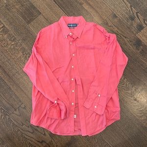 Ralph Lauren Men’s linen button down machine washable! LIKE NEW size XL
